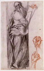 Studie des Heiligen Johannes des Evangelisten und zwei Studien von Fäusten